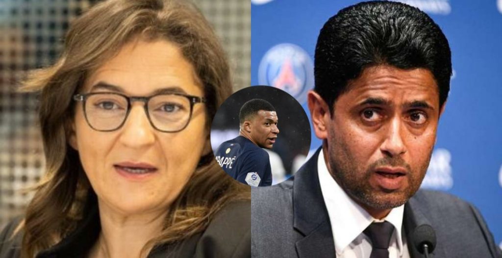 Fayza Lamari, Kylian Mbappé y Nasser Al Khelaifi