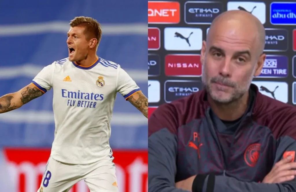 Toni Kroos y Pep Guardiola.