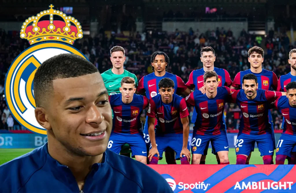 Kylian Mbappé y plantilla del Barcelona