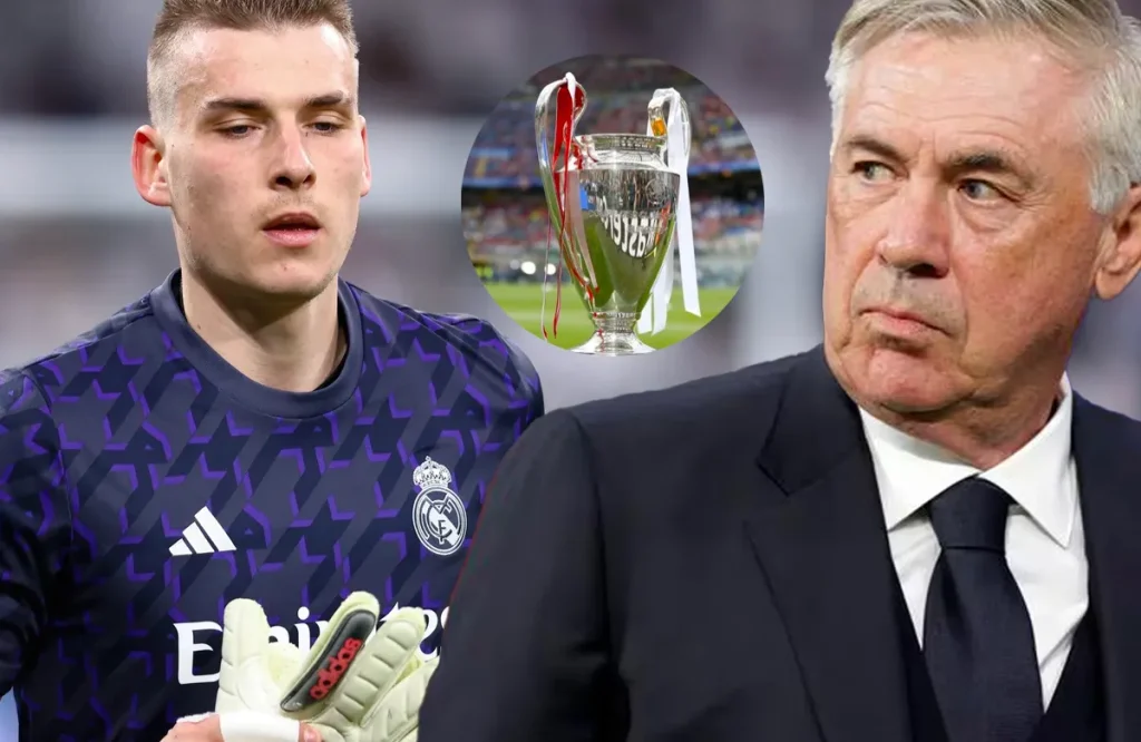 Andriy Lunin y Carlo Ancelotti