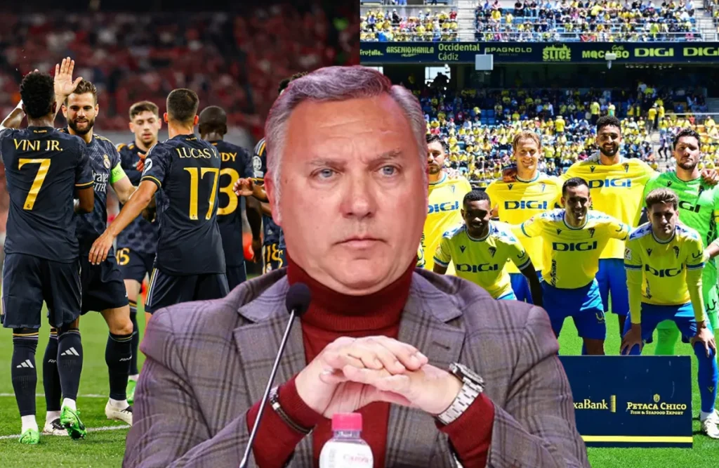 Medina Cantalejo y jugadores del Real Madrid y el Cádiz