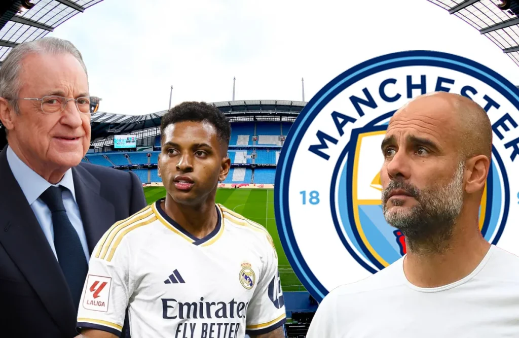 Florentino Pérez, Rodrygo Goes y Pep Guardiola