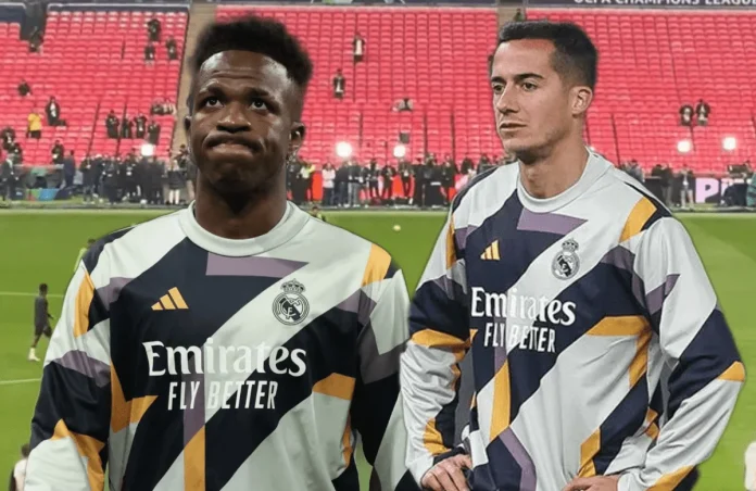 Lucas Vázquez y Vinícius se las tuvieron en el entrenamiento de Wembley