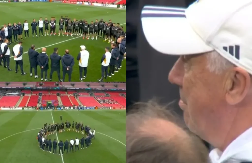 Carlo Ancelotti y sus jugadores.
