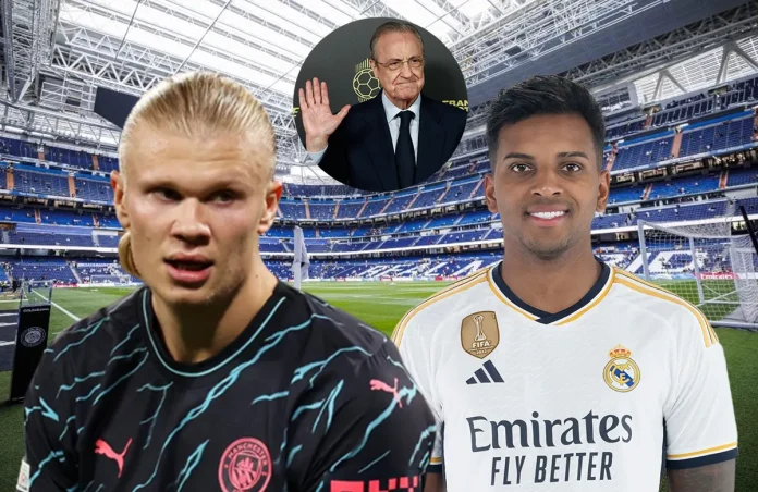 Erling Haaland, Florentino Pérez y Rodrygo Goes