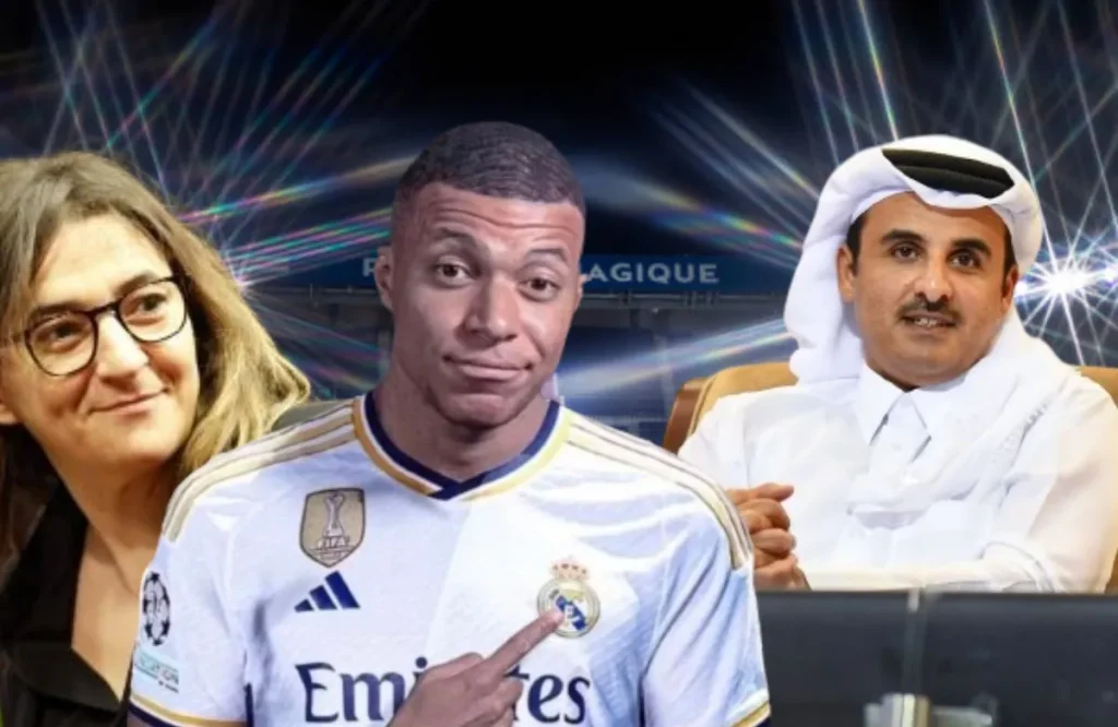 Fayza Lamari, Kylian Mbappé y Emir de Qatar.