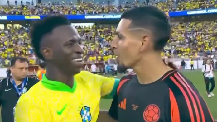No se vio en TV Vinicius, a por un jugador de Colombia al acabar el partido, no gustará al antimadridismo