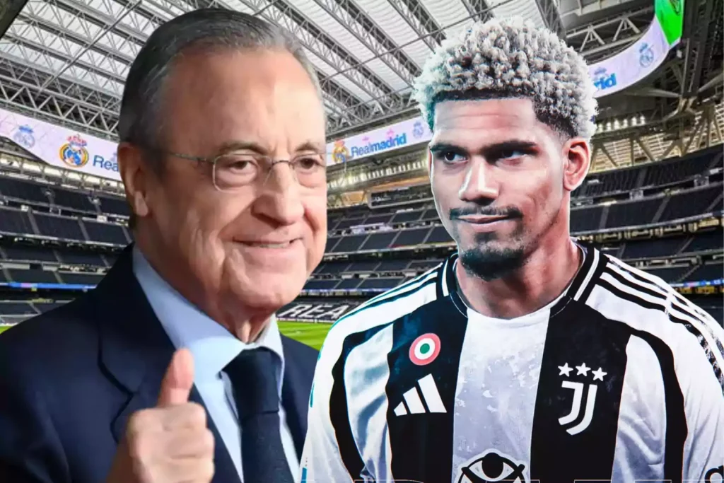Florentino junto a Araújo vestido de la Juventus