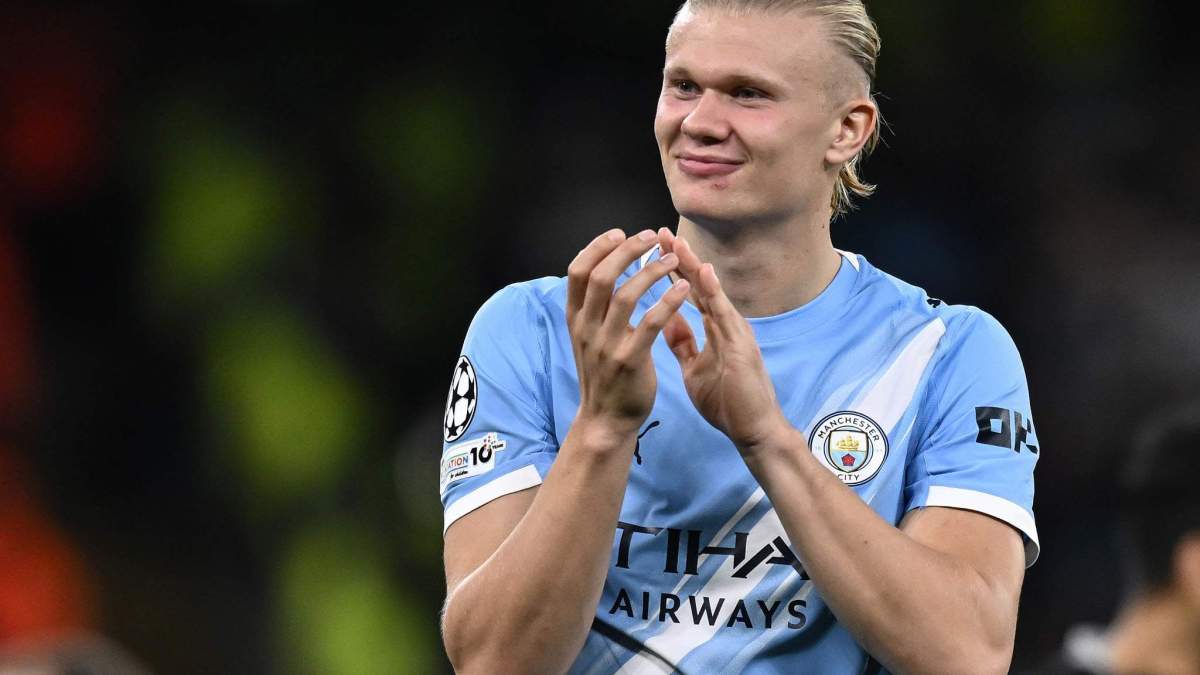 Erling Haaland durante un partido del Manchester City.