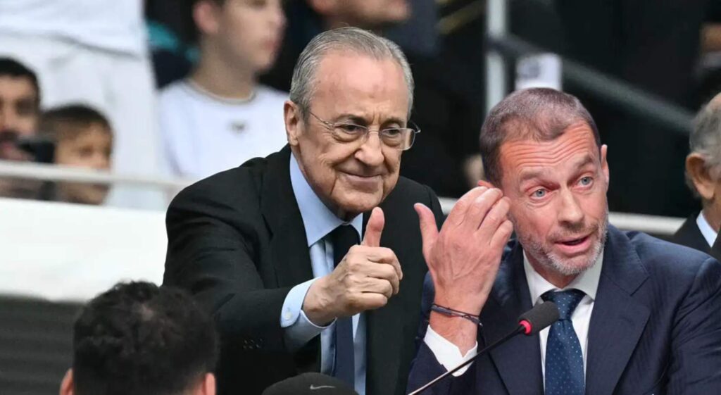 Ceferin en el palco del Bernabéu junto a Florentino