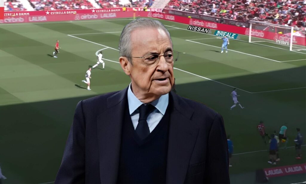 Florentino Pérez y una captura del Mallorca - Real Madrid.
